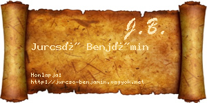 Jurcsó Benjámin névjegykártya